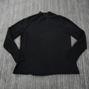 Coldwater Creek Silk Sweater Women Black Pullover Black Turtle Neck Knit Medium